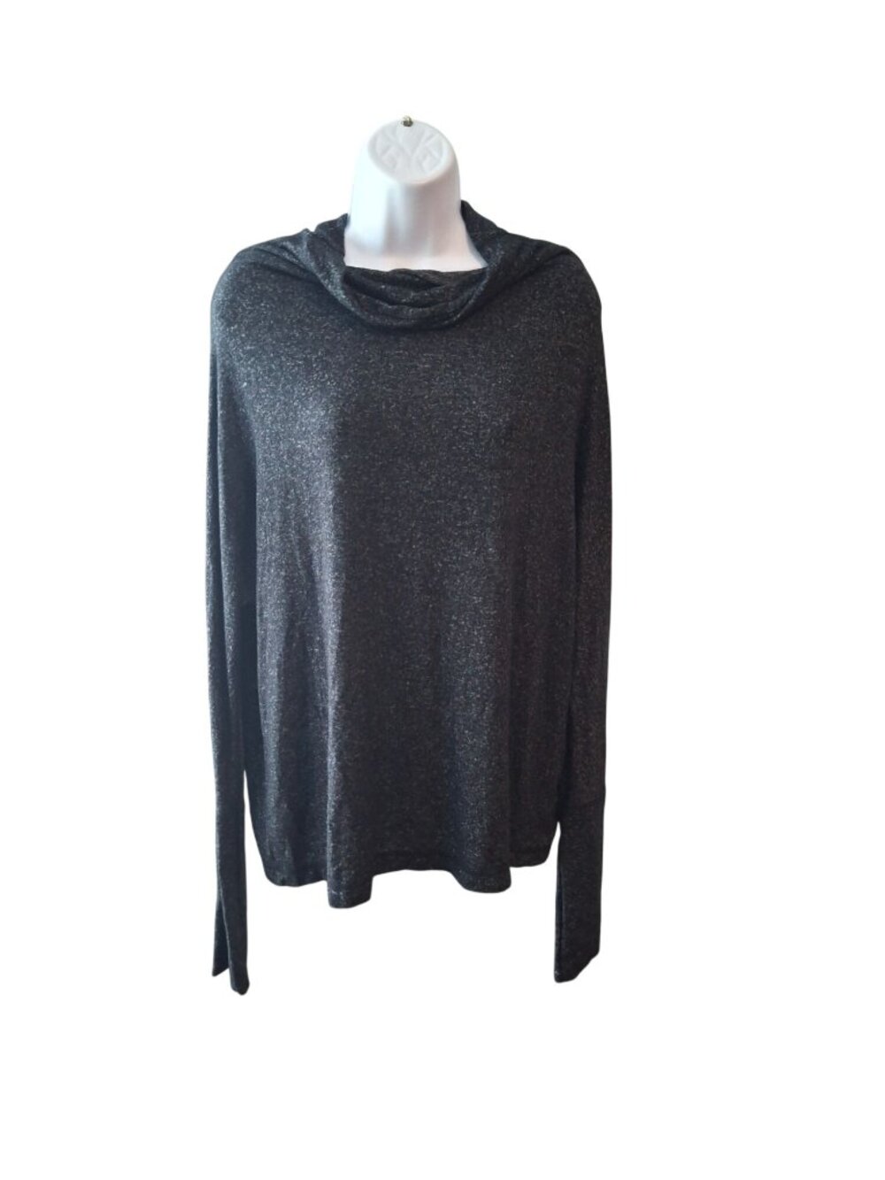 Summer & Sage Charcoal Cowl Neck Top M Boho Cozycore Soft Knit Long Sleeve